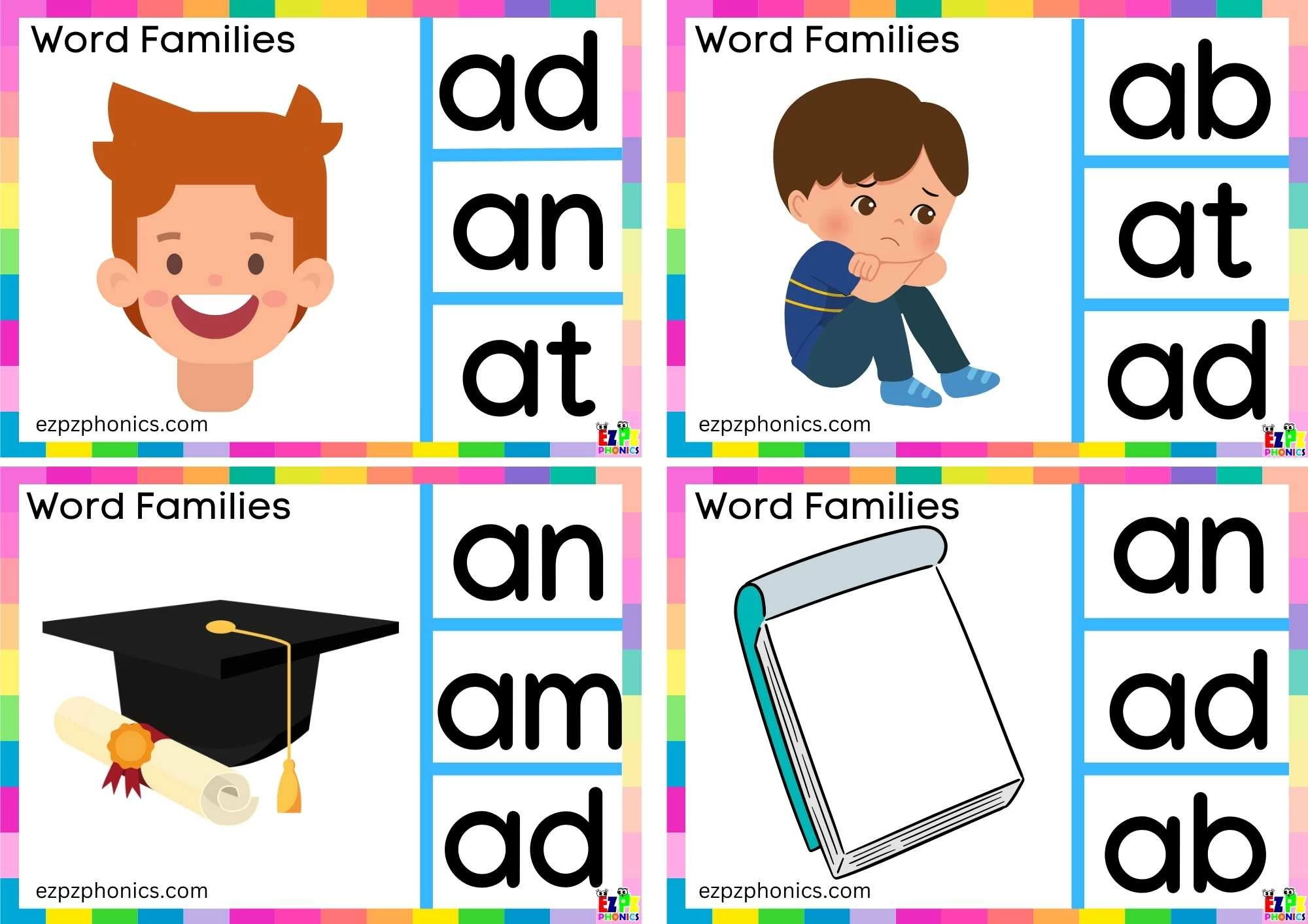 Word Family ad Look at the Image and Clip the Correct Letters Group 1